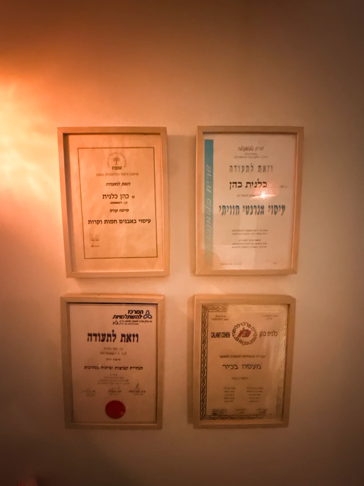 תעודות הסמכה ומקצועיות | כלנית קאלי זיו-נגיל מעסה בכירה